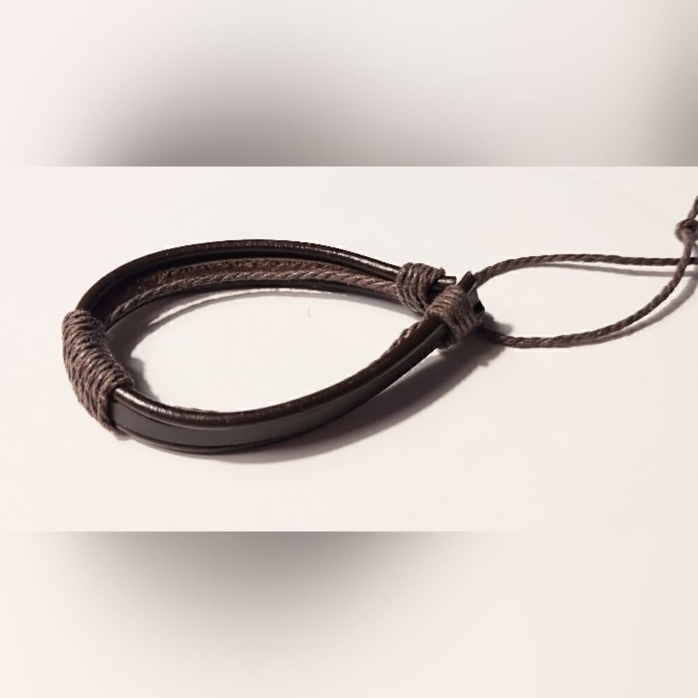 Men's leather‎ bracelet layered brown new d65